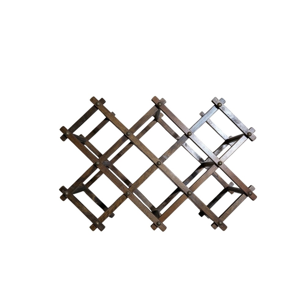 Vintage Wooden Accordion Wine Rack Expandable Folding Holder AS IS READ